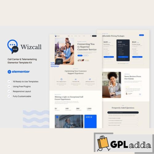 Wizcall - Call Center & Telemarketing Elementor Template Kit