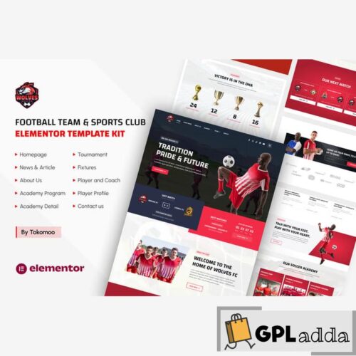 Wolves - Football Team & Sports Club Elementor Pro Template Kit