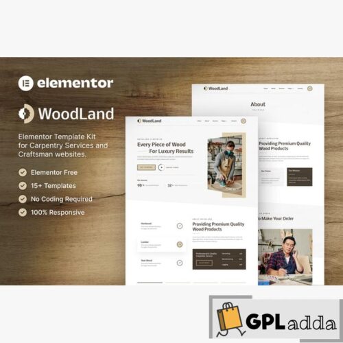 WoodLand - Carpenter & Craftsman Elementor Template Kit