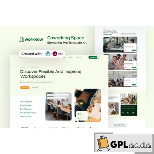 Worknow - Coworking Space Elementor Pro Template Kit