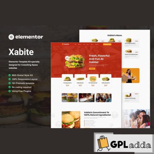 Xabite - Burger Fast Food Elementor Template Kit