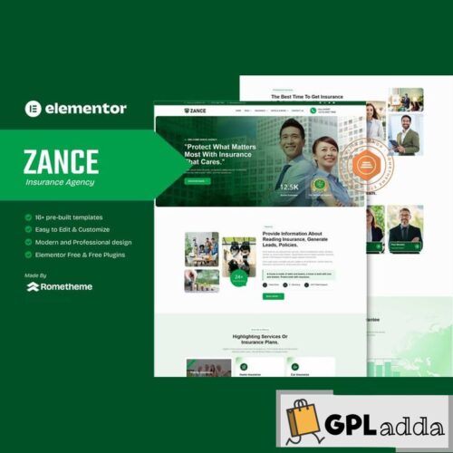 Zance - Insurance Agency Elementor Template Kit