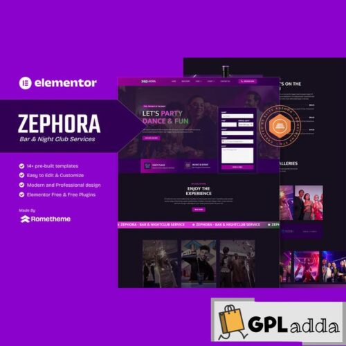 Zephora - Bar & Night Club Services Elementor Template Kit