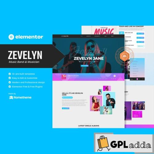 Zevelyn - Music Band & Musician Elementor Template Kit