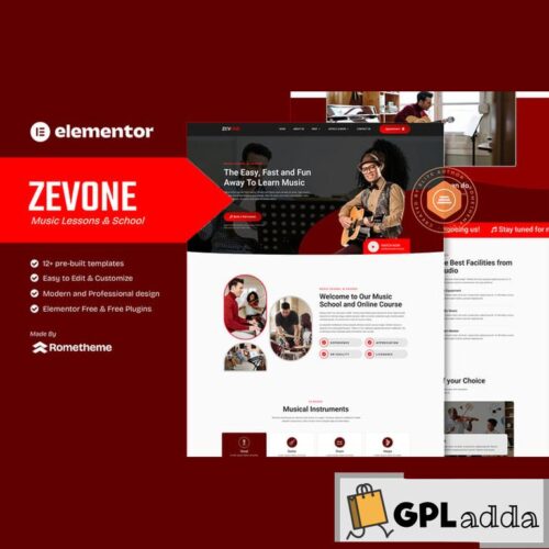 Zevone - Music Lessons & School Elementor Template Kit