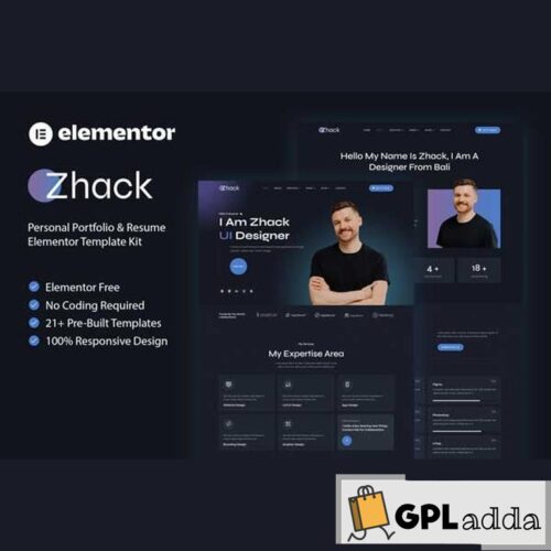 Zhack - Personal Portfolio & Resume Elementor Template Kit