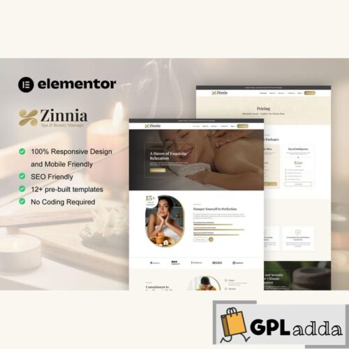 Zinnia - Spa & Beauty Care Elementor Pro Template Kit