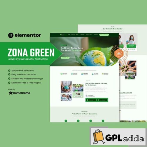 Zona Green - NGOs Environmental Protection Elementor Template Kit