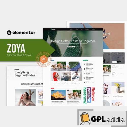 Zoya - Minimal Blog Elementor Template Kit