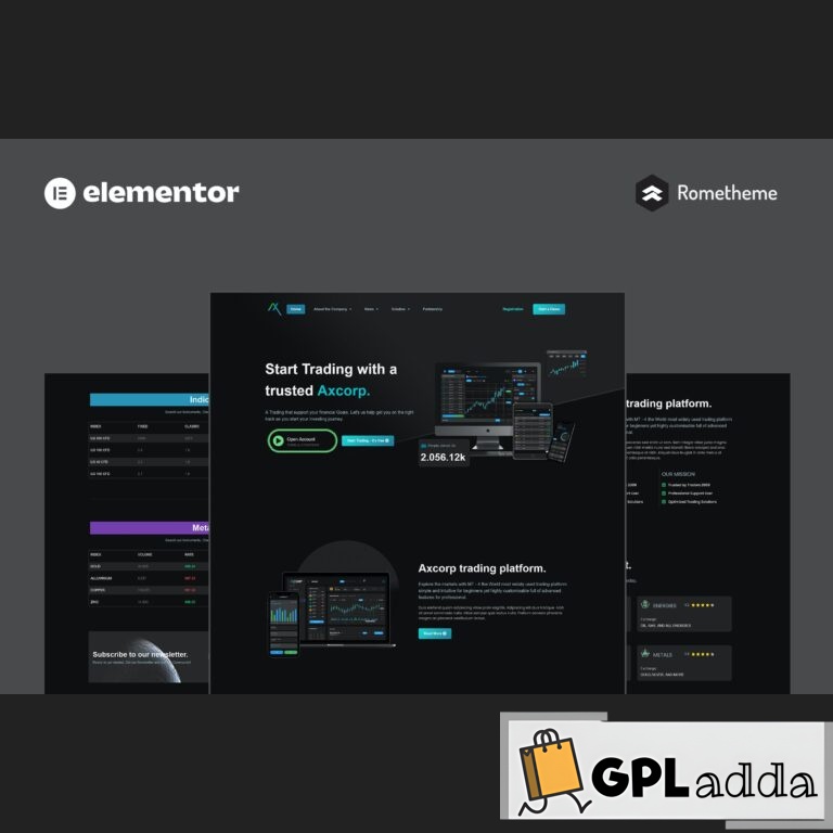 Axcorp - Trading & Investment Company Elementor Pro Full Site Template Kit