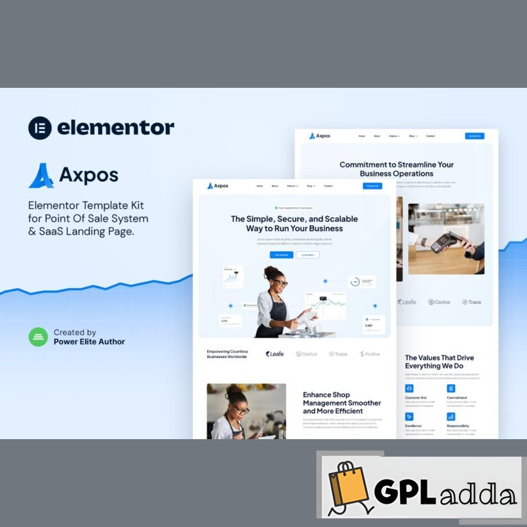 Axpos - Point Of Sale Software & SaaS Landing Page Elementor Template Kit