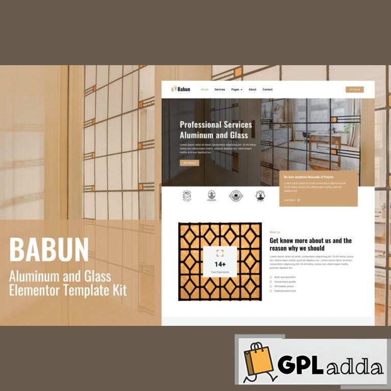 Babun - Aluminum and Glass Installation and Repair Services Elementor Template Kit