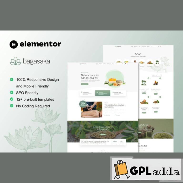 Bagasaka - Ayurveda Treatment & WooCommerce Store Elementor Pro Template Kit