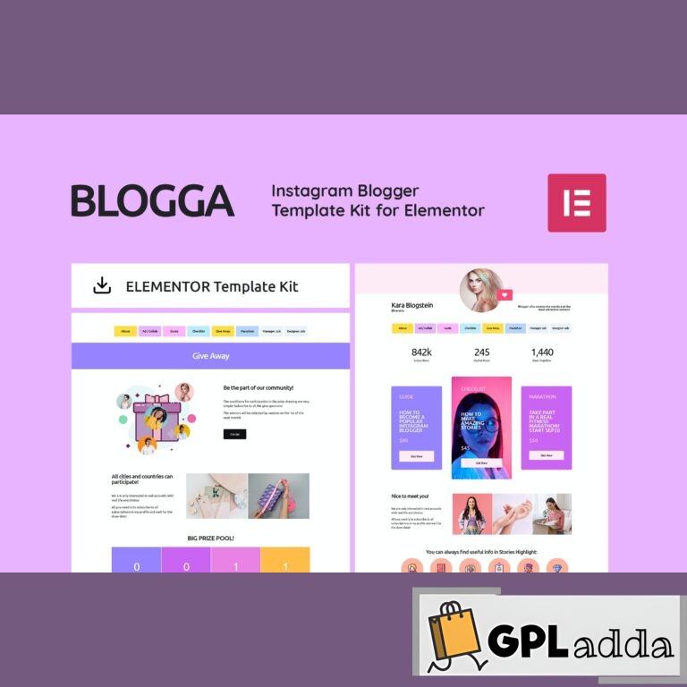 BLOGGA - Instagram Blogger Elementor Template Kit