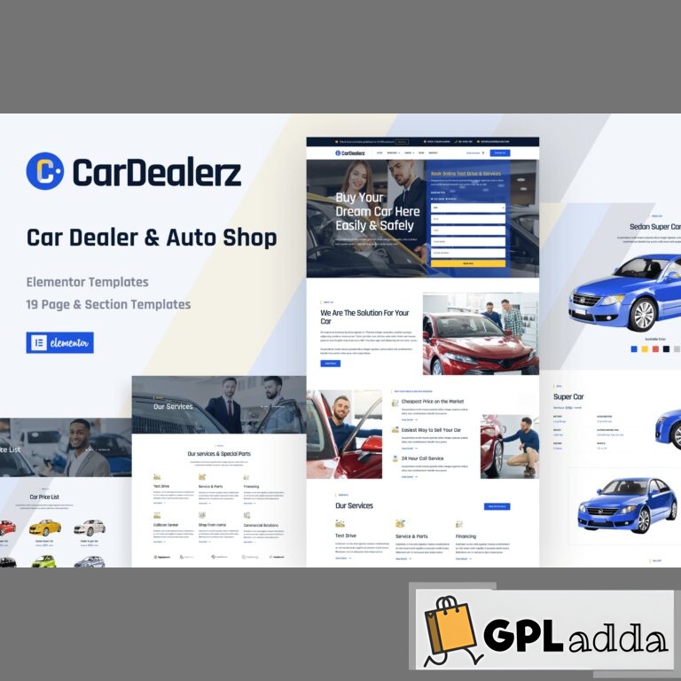 CarDealerz - Auto Dealer & Auto Shop Website Elementor Template Kit