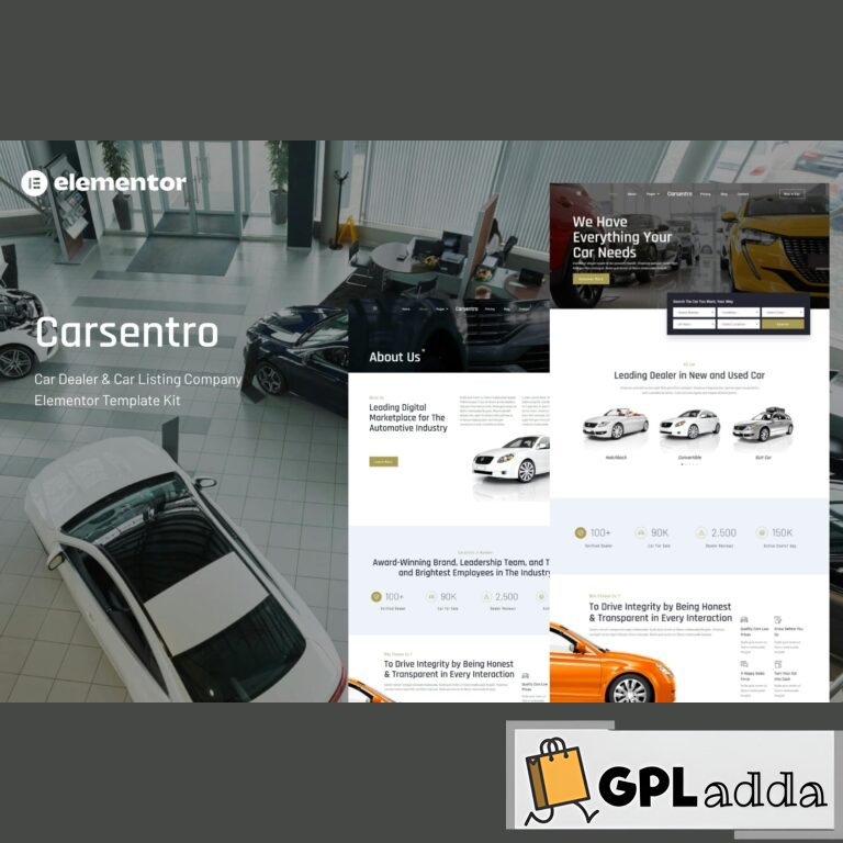 Carsentro - Car Dealer & Listing Company Elementor Template Kit