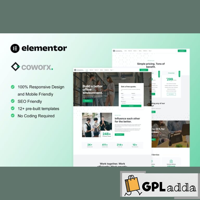 Coworx - Coworking Space & Virtual Office Elementor Template Kit