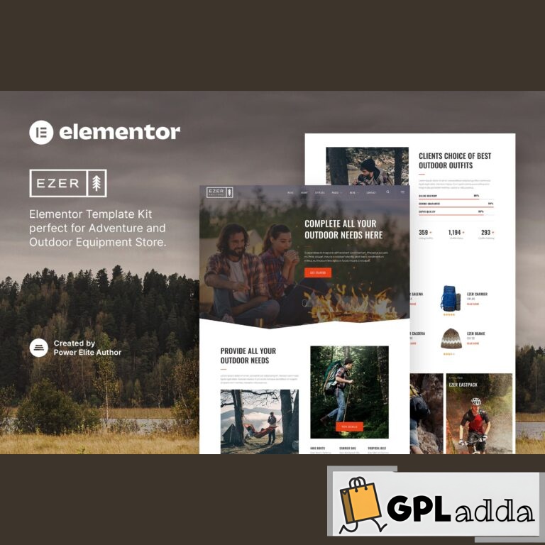 Ezer - Outdoor & Adventure Equipment Store Elementor Template Kit