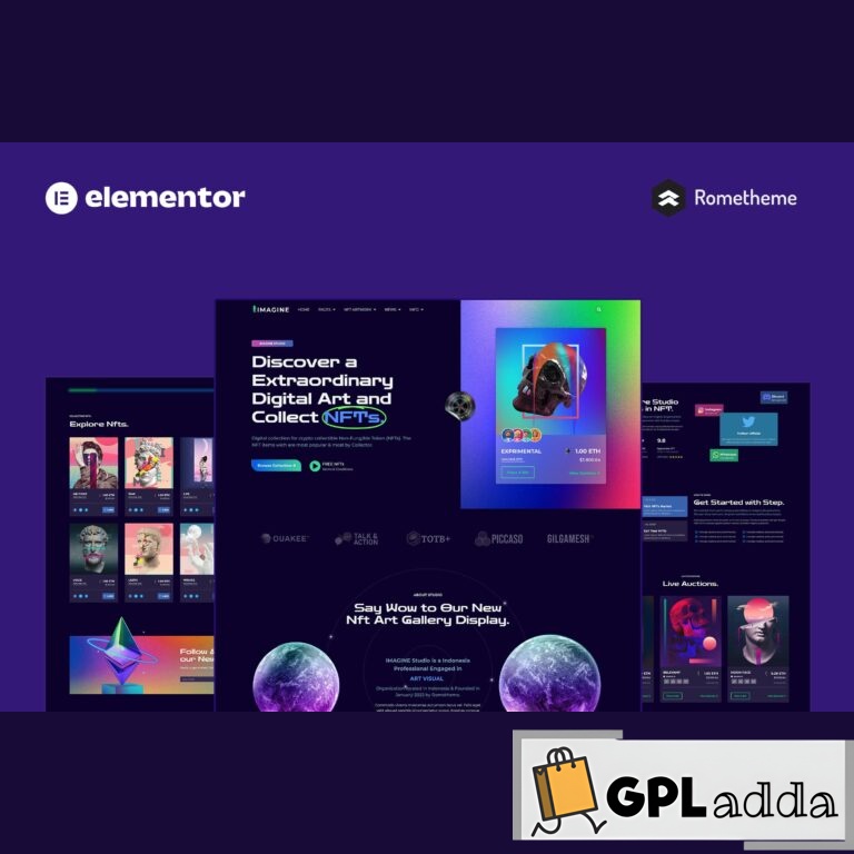 IMAGINE - Creative NFT Portfolio Elementor Pro Full Site Template Kit