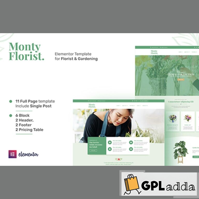 Monty Florist - Flower Boutique & Decoration Elementor Template Kit