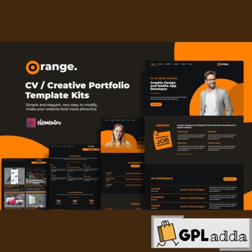 Orange CV/Creative Portfolio Elementor Template Kits