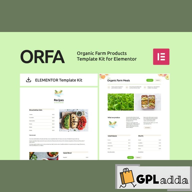 ORFA - Organic Farm Products Elementor Template Kit