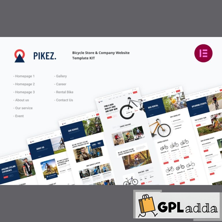 Pikez - Bike Shop & Bicycle Rental Elementor Template Kit