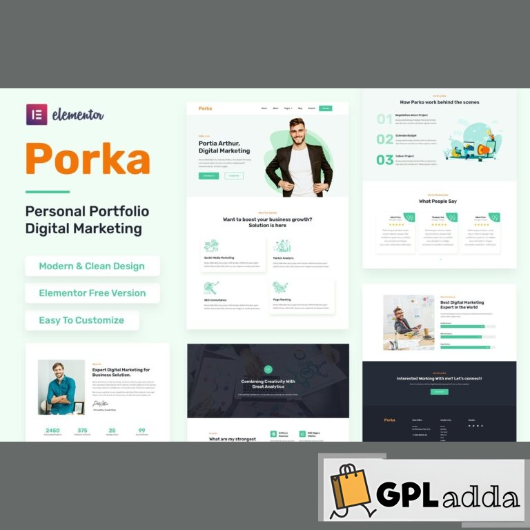 Porka - Digital Marketing Personal Portfolio Elementor Template Kit