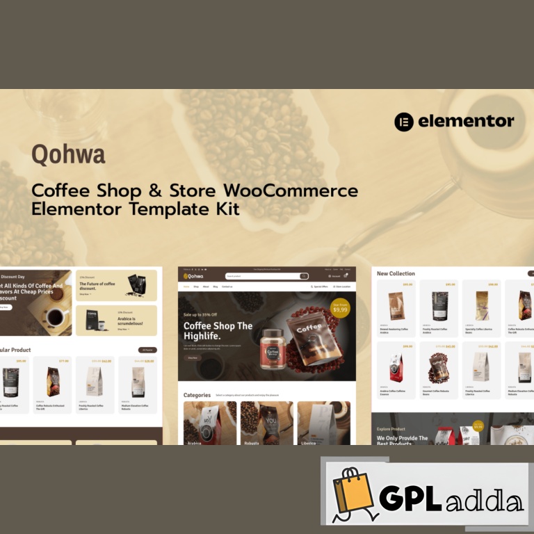 Qohwa - Coffee Shop & Store Ecommerce Elementor Pro Template Kit