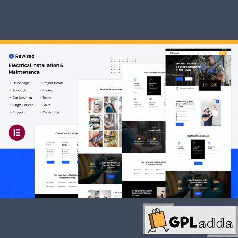 Rewired - Electrical Installation & Maintenance Services Elementor Template Kit