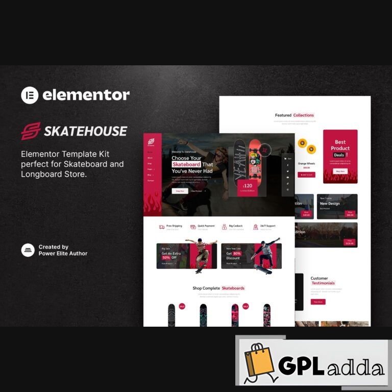 Skatehouse - Skateboard & Extreme Sport Shop Elementor Template Kit