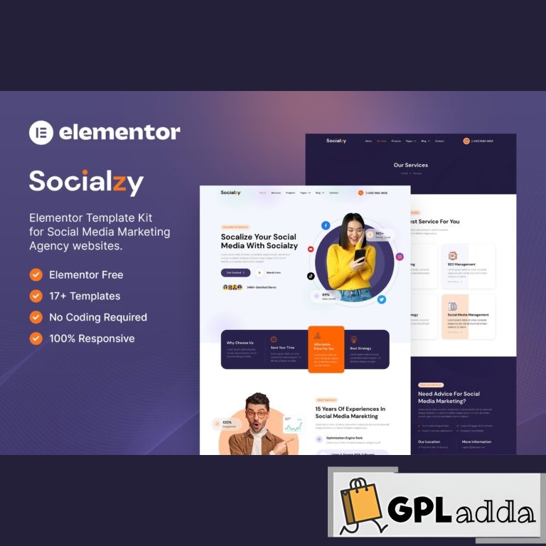 Socialzy - Social Media Marketing Agency Elementor Template Kit