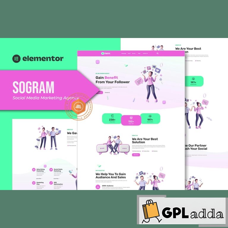 Sogram - Social Media Marketing Agency Elementor Template Kit