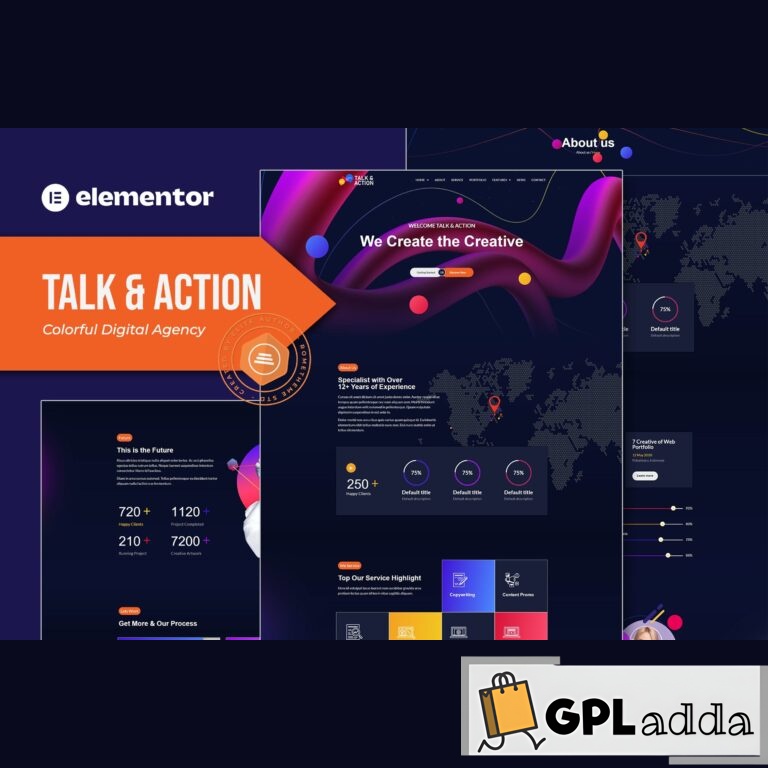 Talk & Action - Colorful Digital Agency Elementor Template Kit