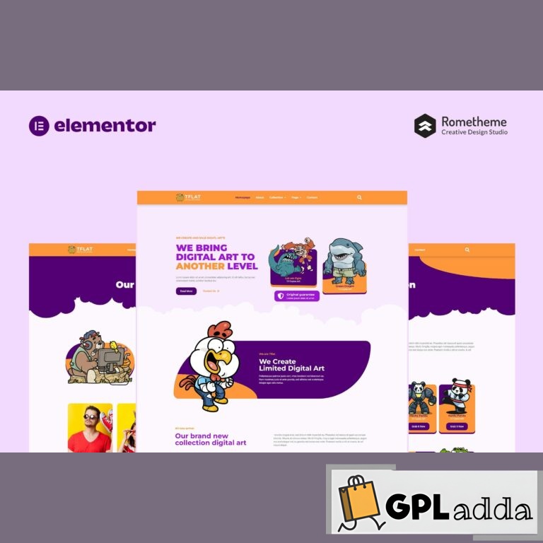 Tflat NFT Portfolio Elementor Pro Full Site Template Kit