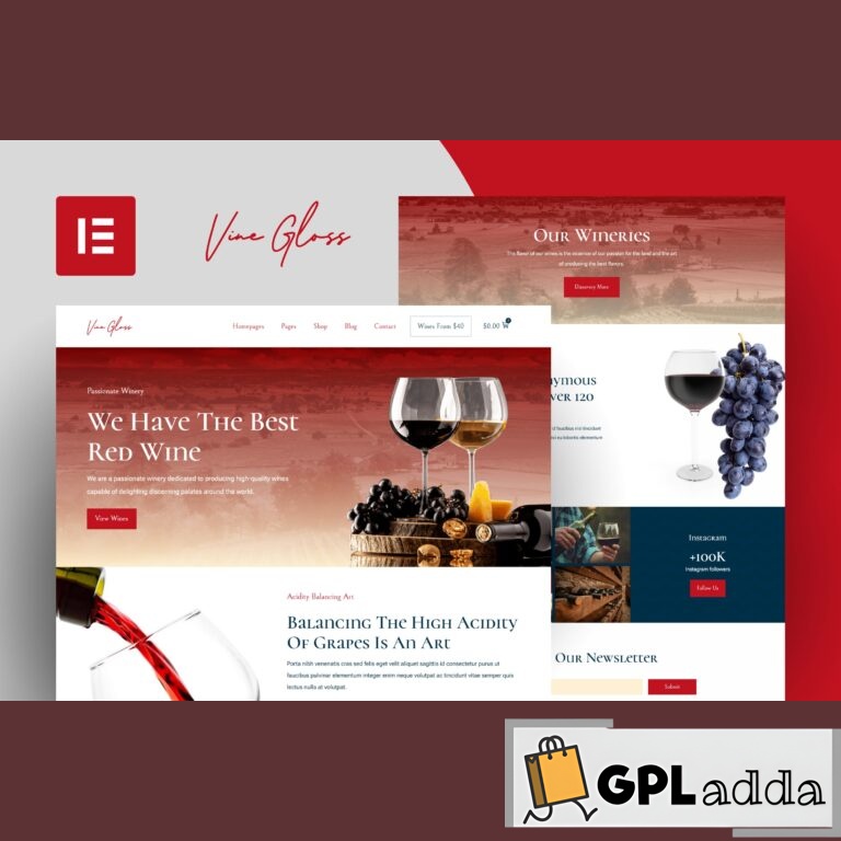 Vine Gloss - Wine Shop & Vineyard Elementor Template Kit