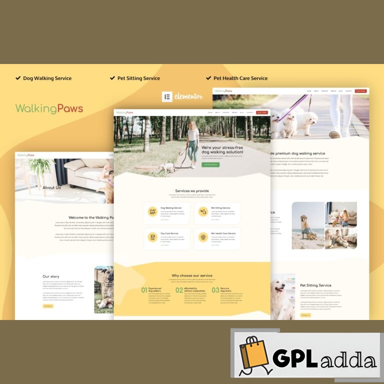Walking Paws - Dog Walking and Pet Services Elementor Template Kit