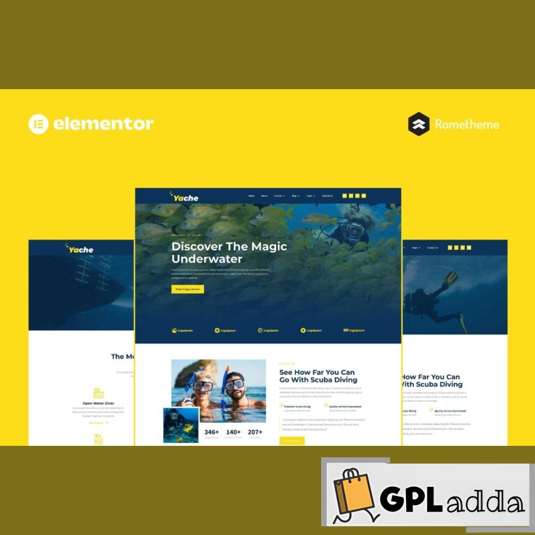 Yache - Scuba Diving Center Elementor Pro Full Site Template Kit