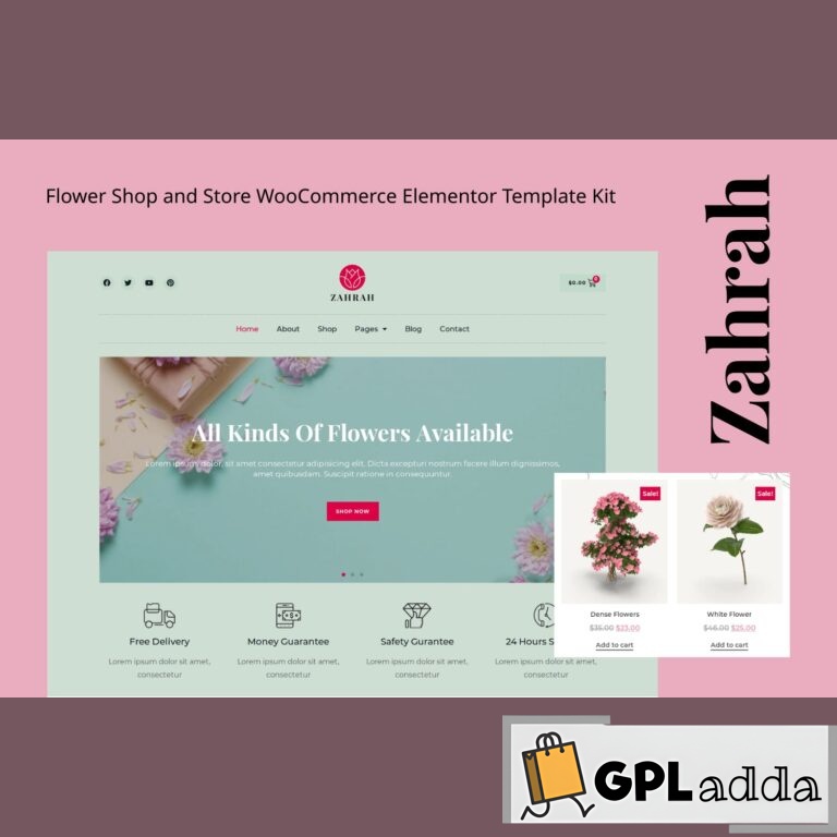 Zahrah - Flower Shop & Store WooCommerce Elementor Template Kit