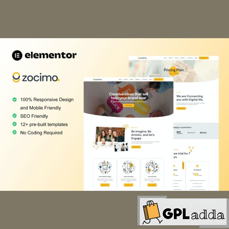 Zocimo - Social Media Marketing Agency Elementor Template Kit