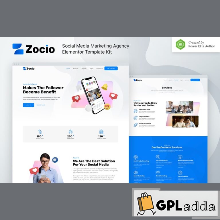 Zocio - Social Media Marketing Agency Elementor Template Kit